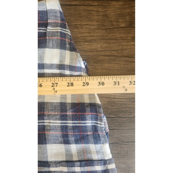 Ralph Lauren Mens XL Bleeding Indian Madras Plaid Short Sleeve Button Shirt Blue - Picture 7 of 7